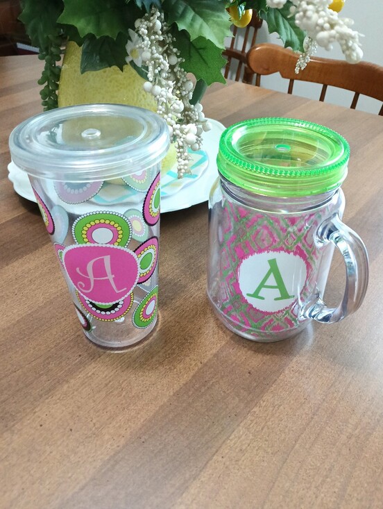 Other - 🌺NWOT 2 Decorative Initial "A" Acrylic Drink Cups🌺